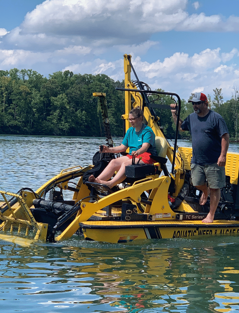 Amanda-on-Aquatic-Weed-Removal-Boat